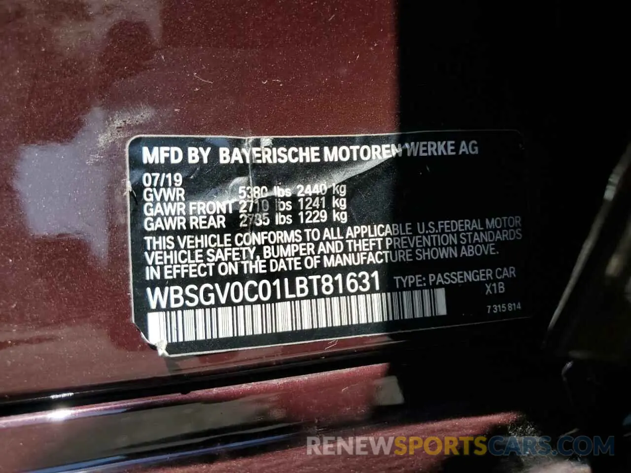 12 Photograph of a damaged car WBSGV0C01LBT81631 BMW M8 2020