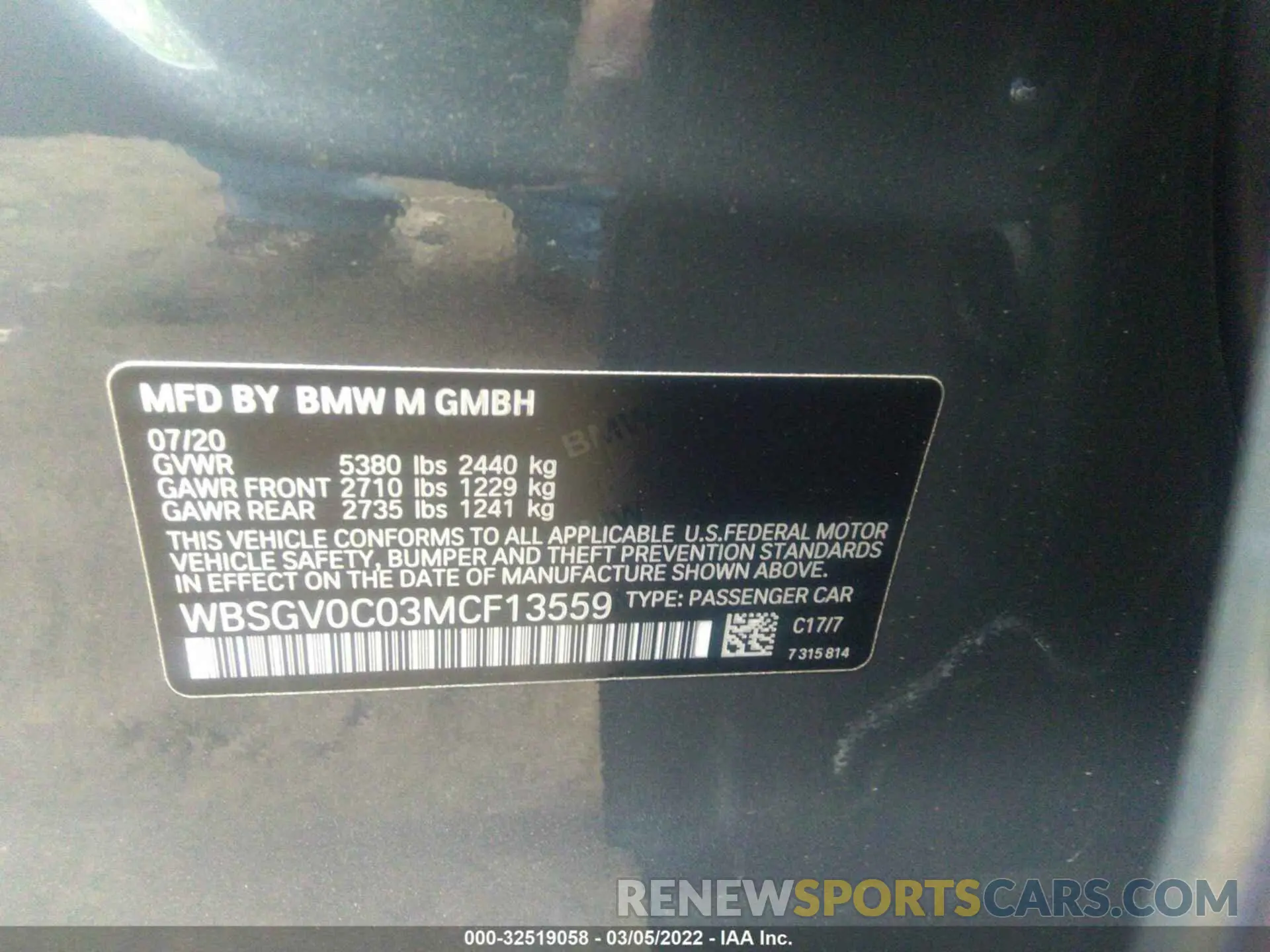 9 Photograph of a damaged car WBSGV0C03MCF13559 BMW M8 2021