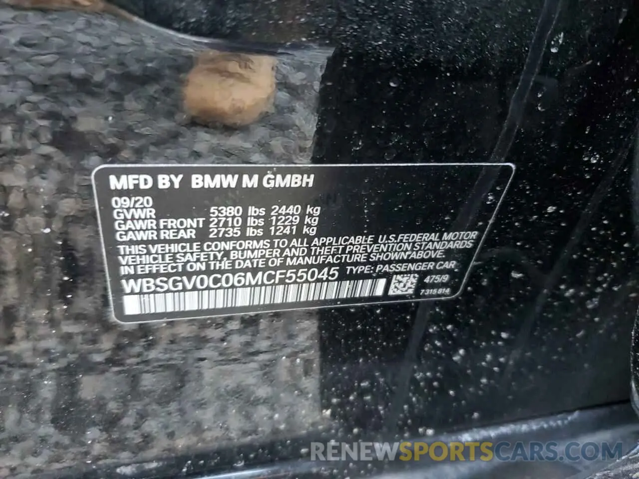 12 Photograph of a damaged car WBSGV0C06MCF55045 BMW M8 2021