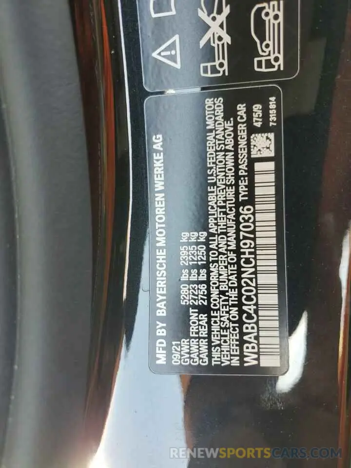 12 Photograph of a damaged car WBABC4C02NCH97036 BMW M8 2022