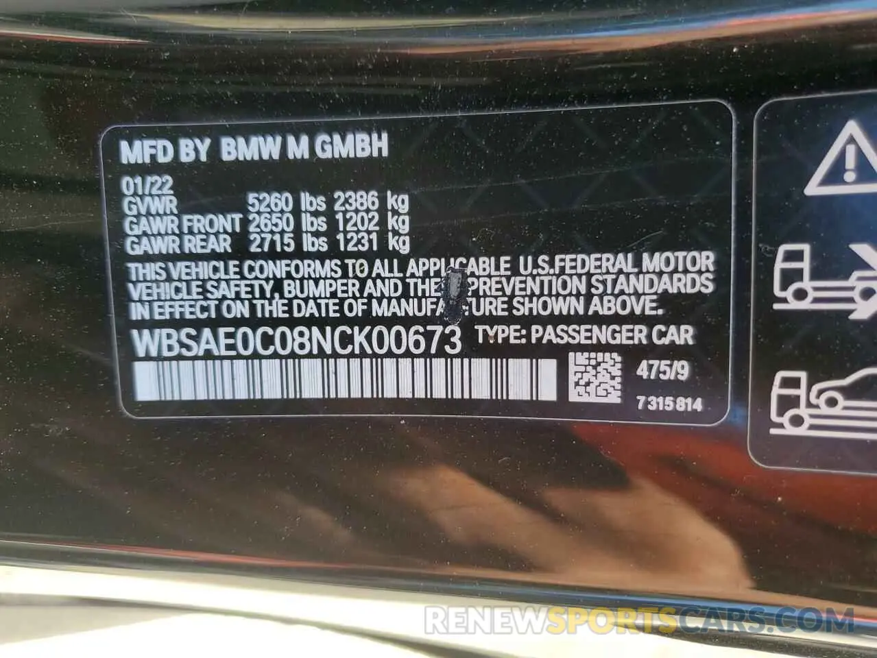 12 Photograph of a damaged car WBSAE0C08NCK00673 BMW M8 2022
