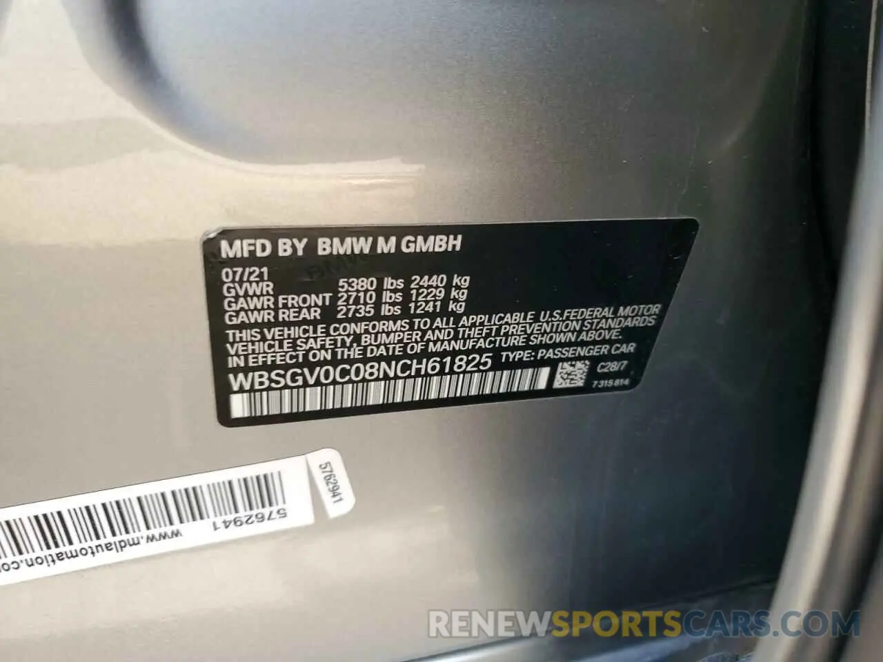 12 Photograph of a damaged car WBSGV0C08NCH61825 BMW M8 2022