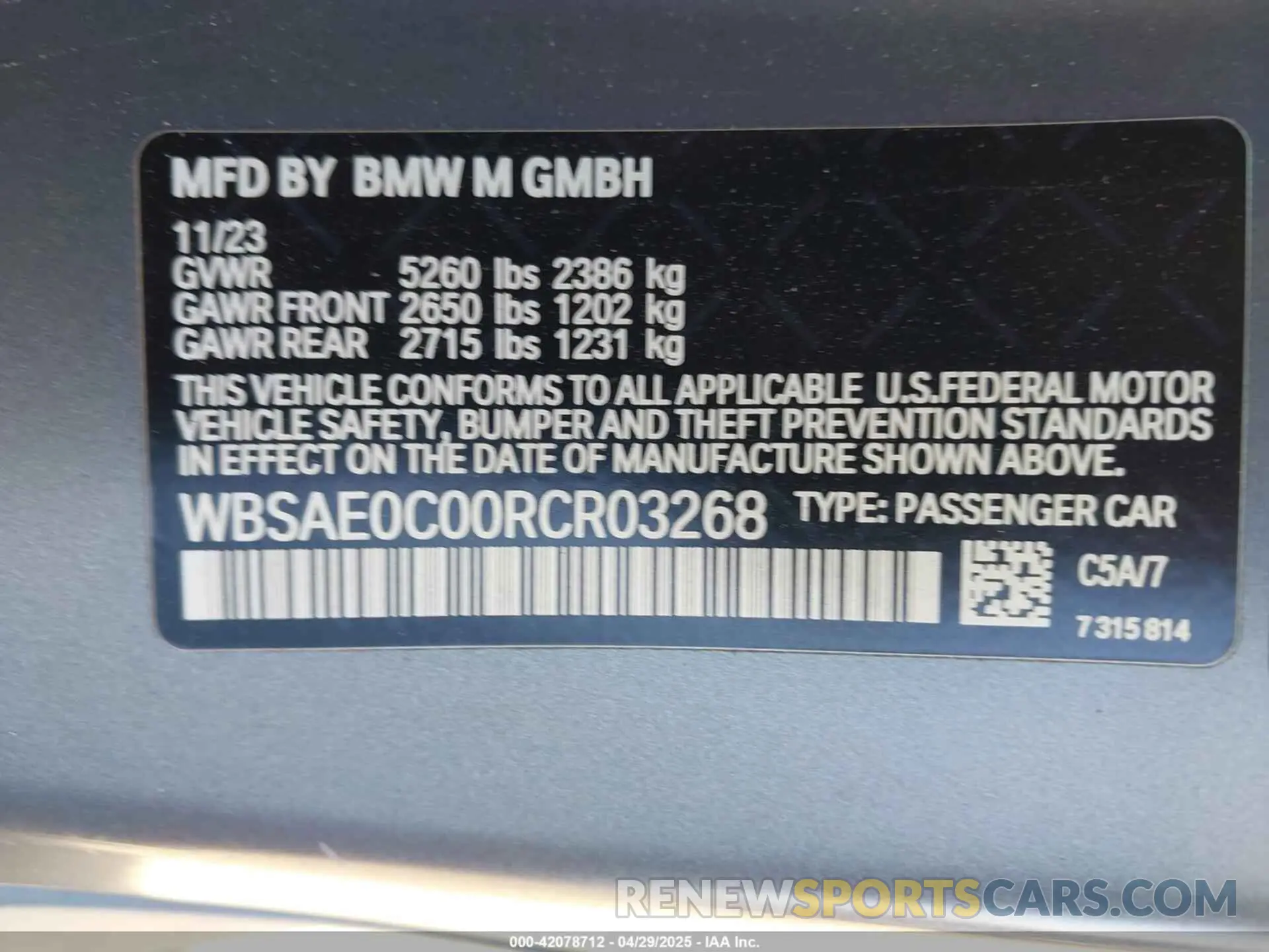 9 Photograph of a damaged car WBSAE0C00RCR03268 BMW M8 2024