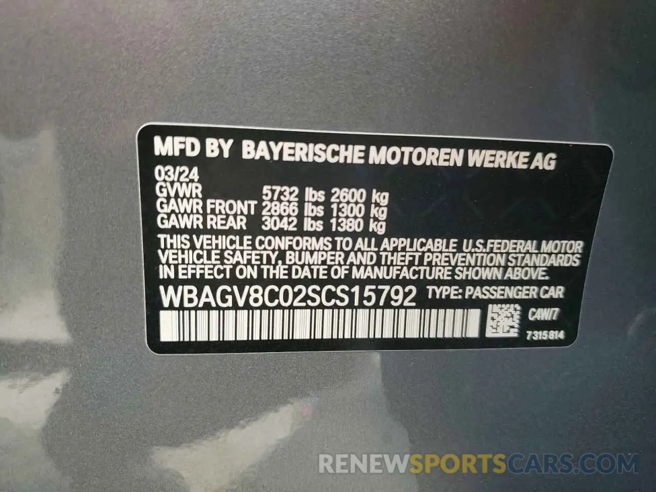12 Photograph of a damaged car WBAGV8C02SCS15792 BMW M8 2025