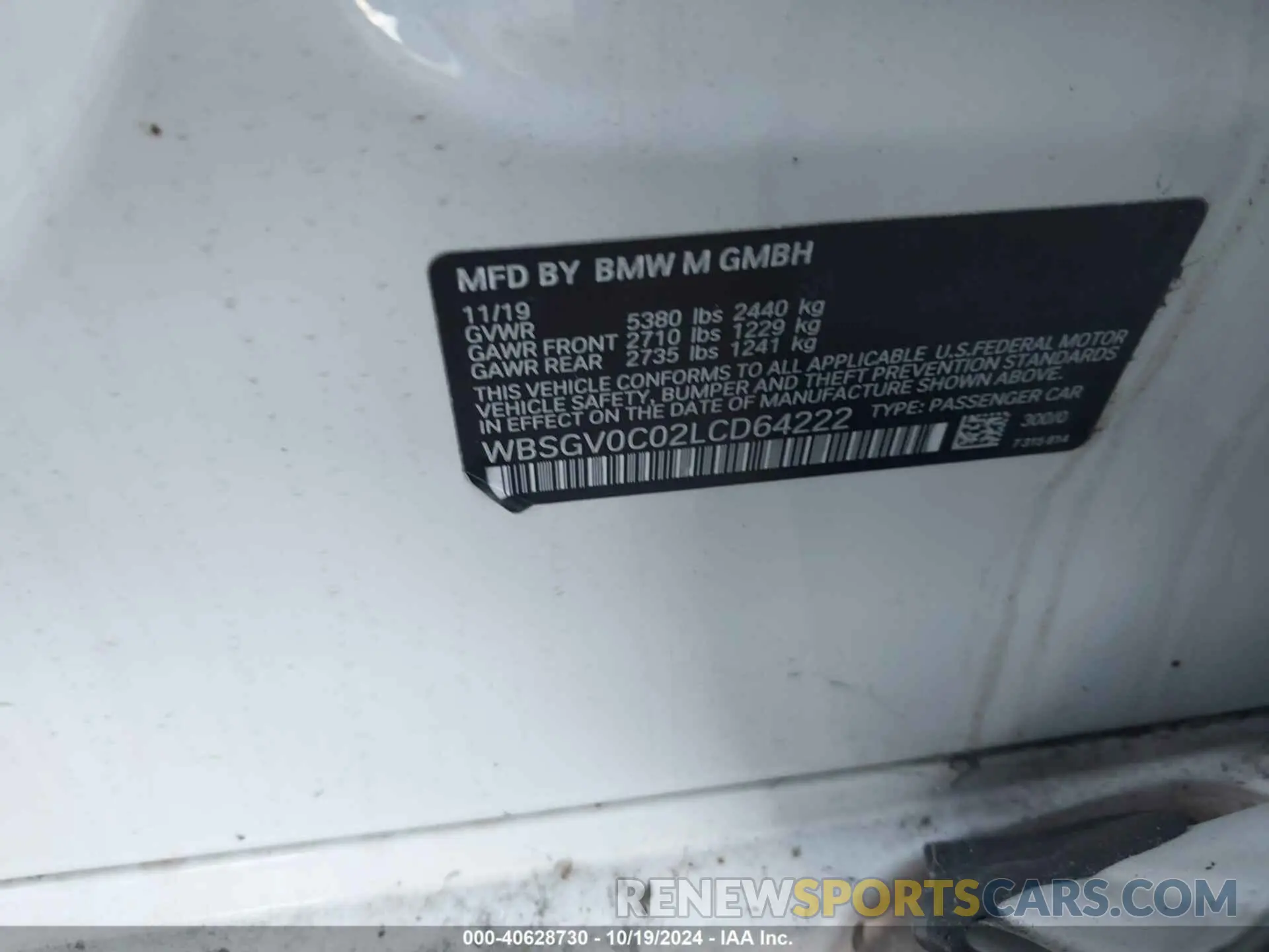 9 Photograph of a damaged car WBSGV0C02LCD64222 BMW M8 GRAN COUPE 2020