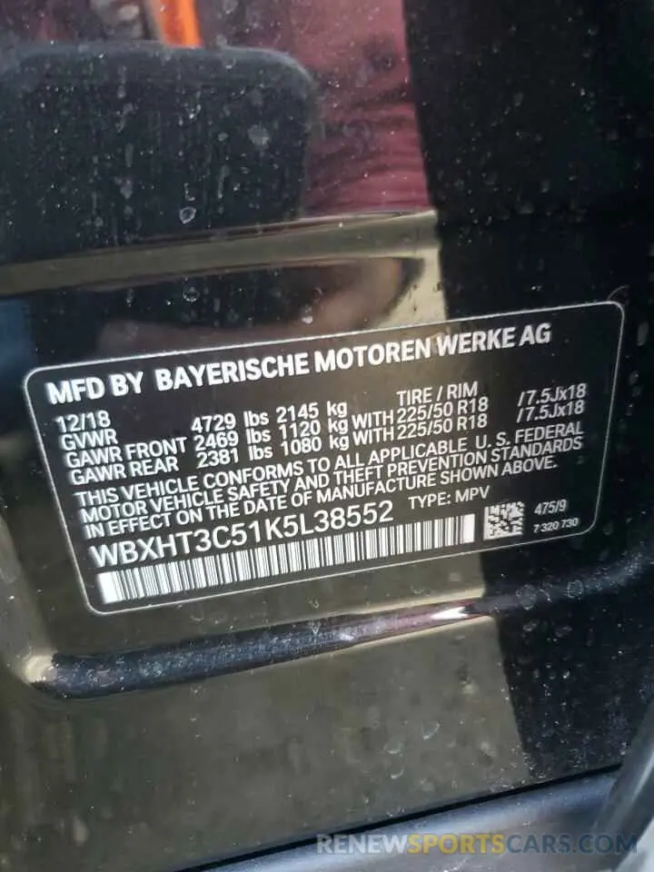 13 Photograph of a damaged car WBXHT3C51K5L38552 BMW X1 2019