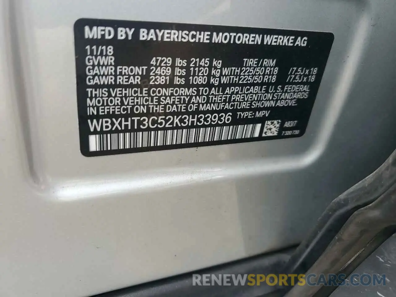 13 Photograph of a damaged car WBXHT3C52K3H33936 BMW X1 2019