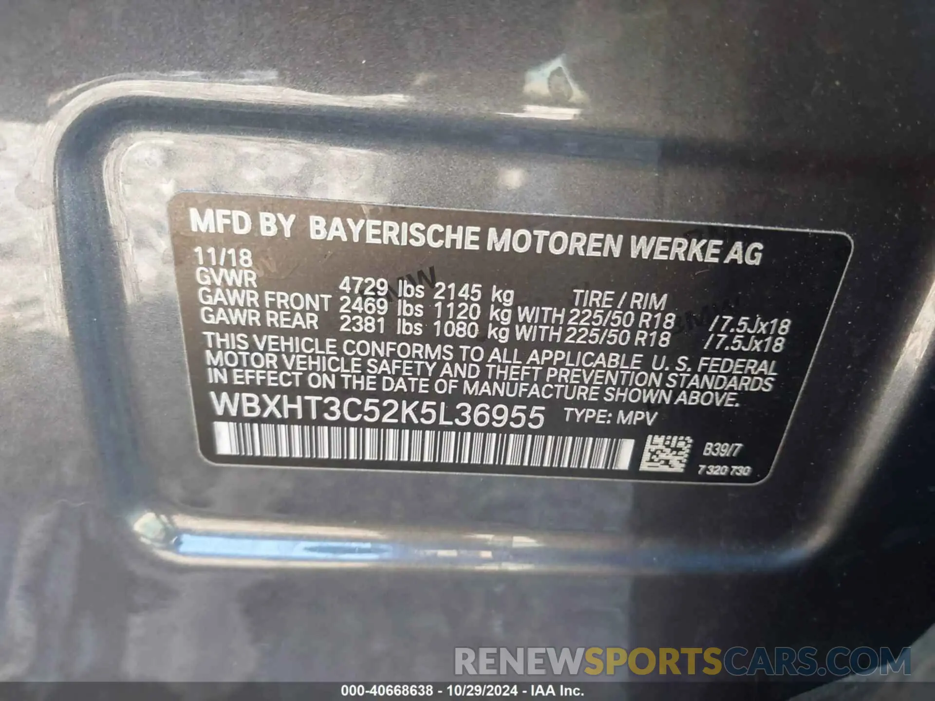 9 Photograph of a damaged car WBXHT3C52K5L36955 BMW X1 2019