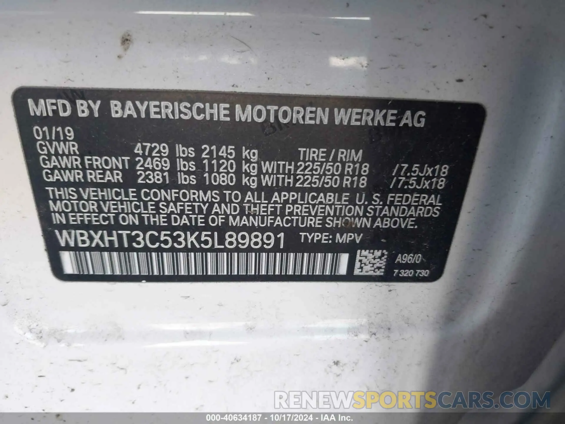 9 Photograph of a damaged car WBXHT3C53K5L89891 BMW X1 2019