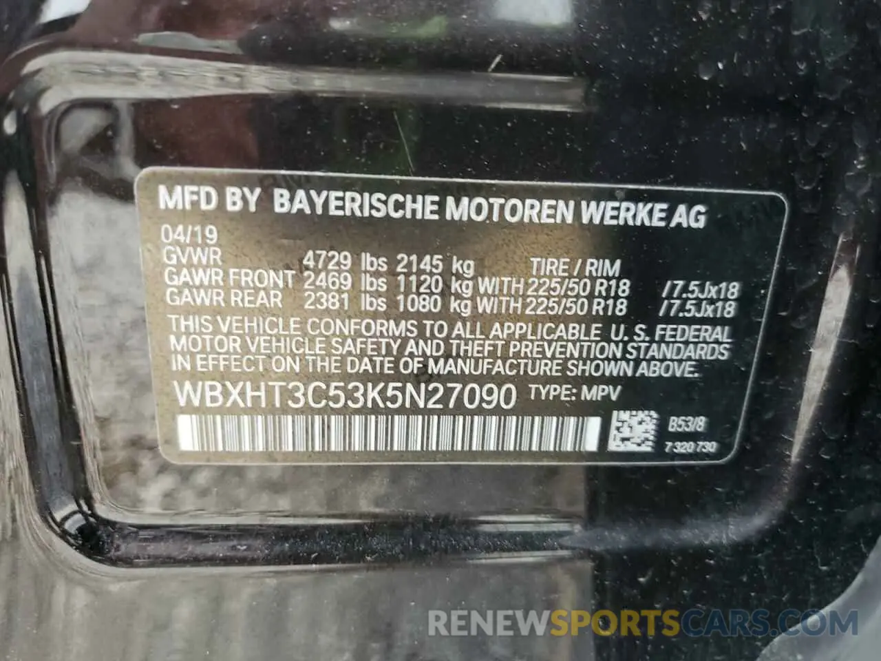 13 Photograph of a damaged car WBXHT3C53K5N27090 BMW X1 2019