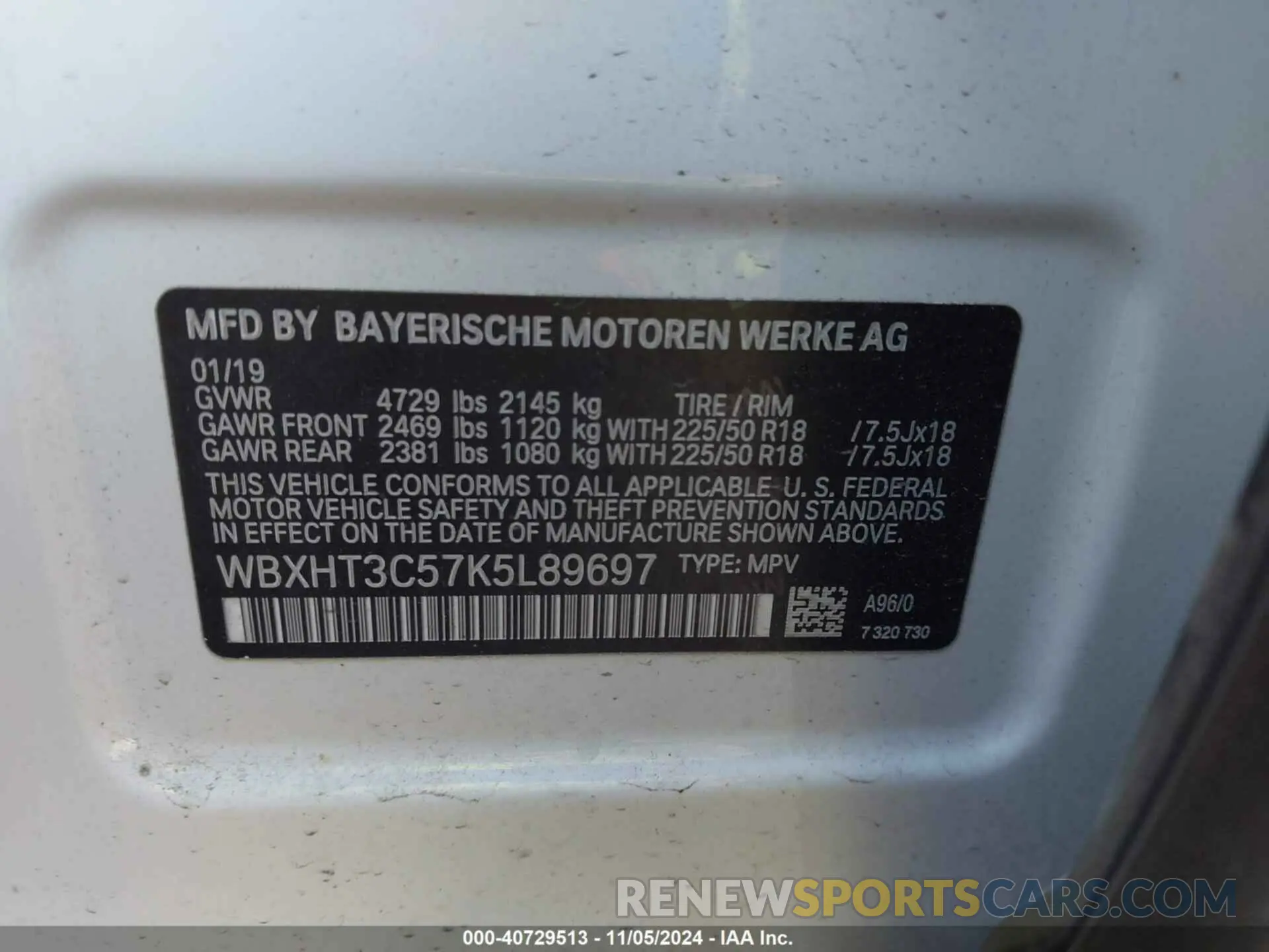 9 Photograph of a damaged car WBXHT3C57K5L89697 BMW X1 2019