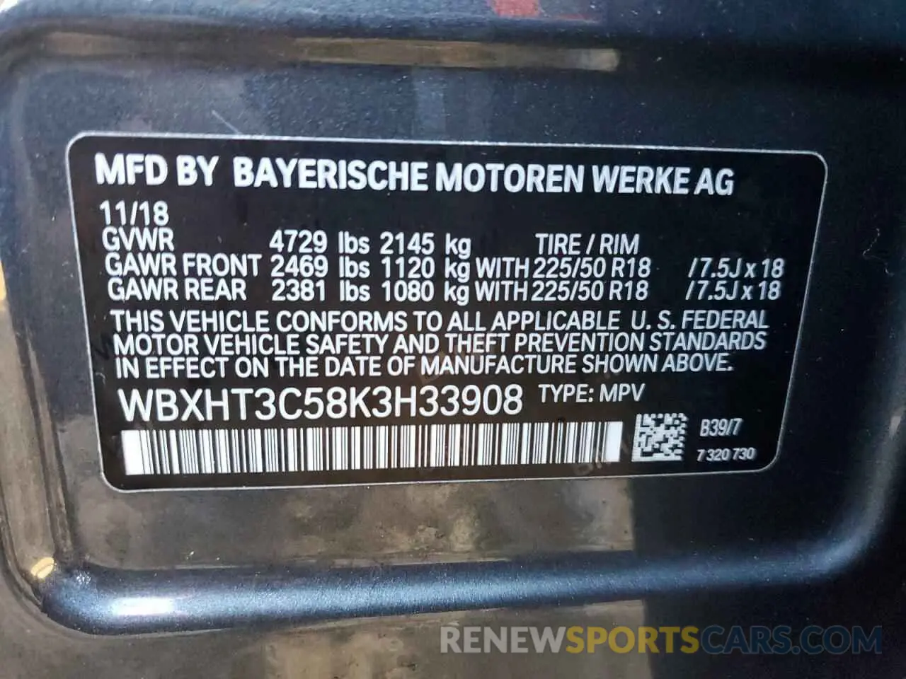 13 Photograph of a damaged car WBXHT3C58K3H33908 BMW X1 2019