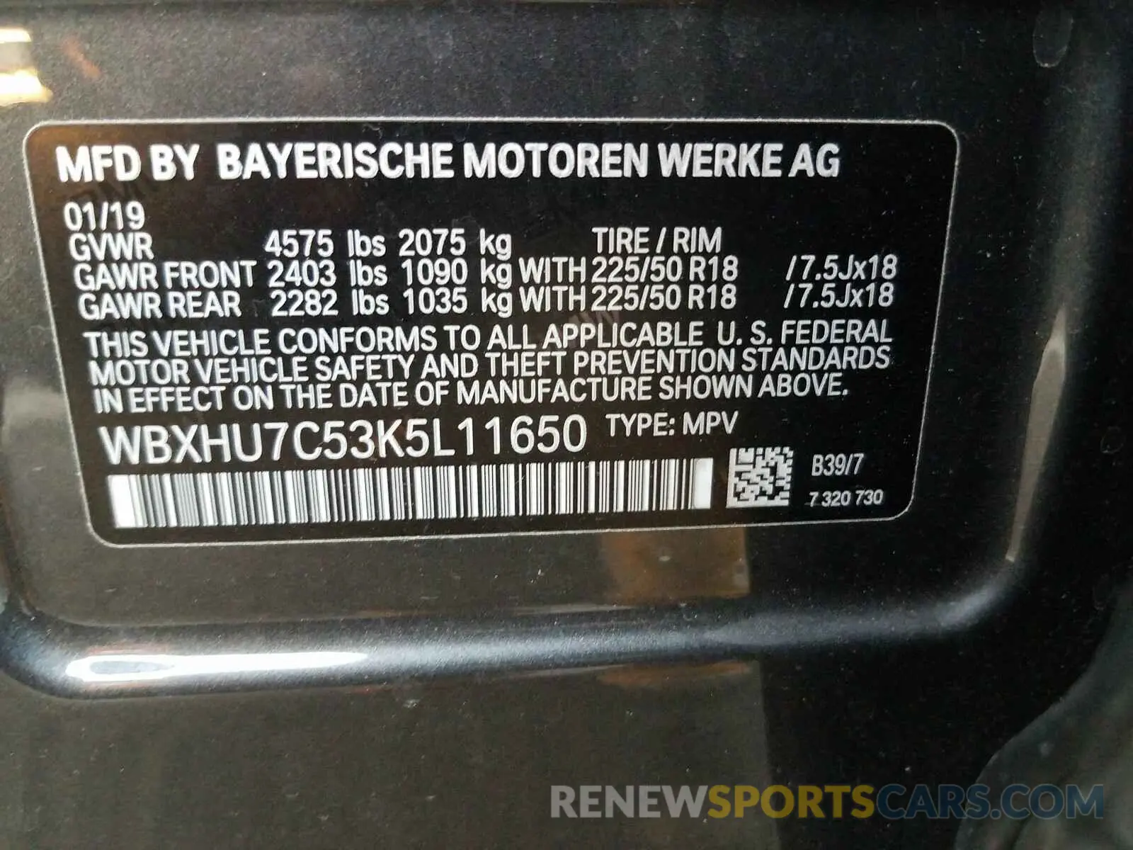 10 Photograph of a damaged car WBXHU7C53K5L11650 BMW X1 2019