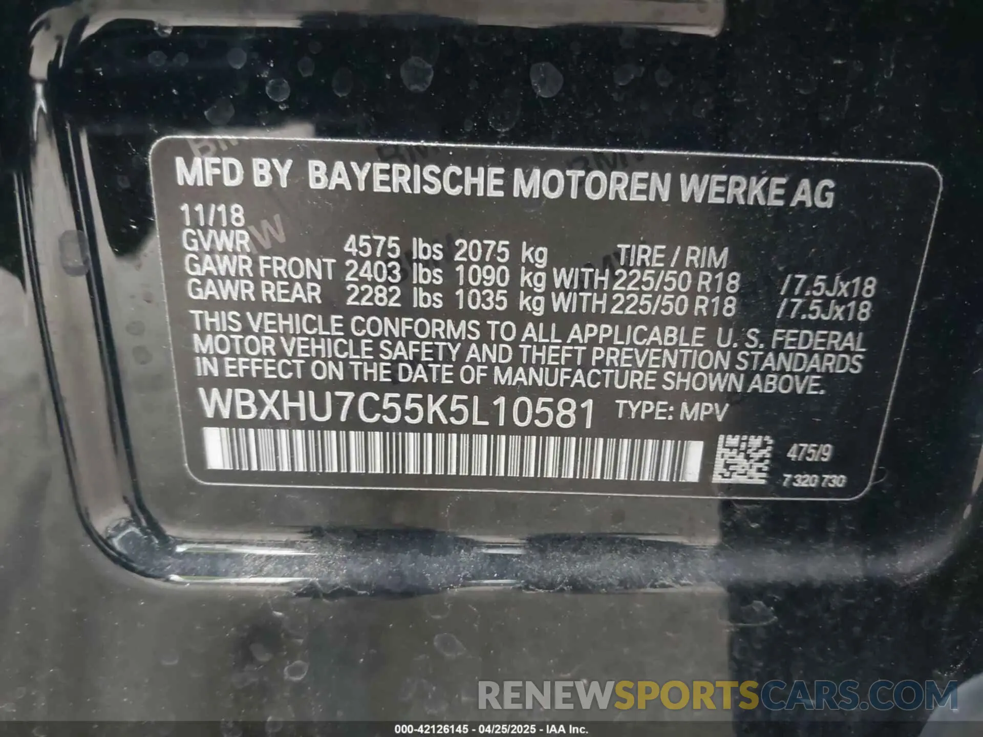 9 Photograph of a damaged car WBXHU7C55K5L10581 BMW X1 2019