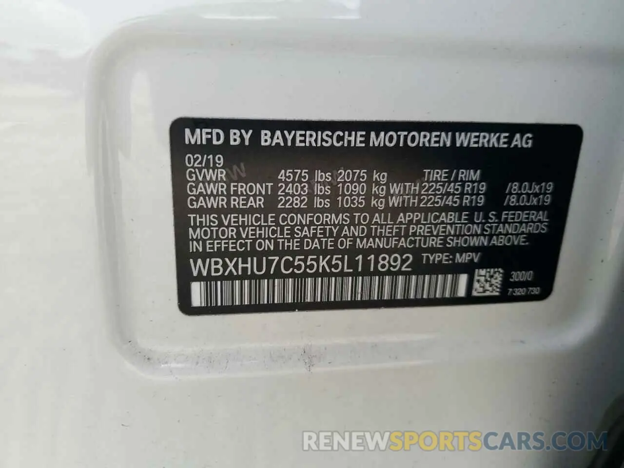 14 Photograph of a damaged car WBXHU7C55K5L11892 BMW X1 2019