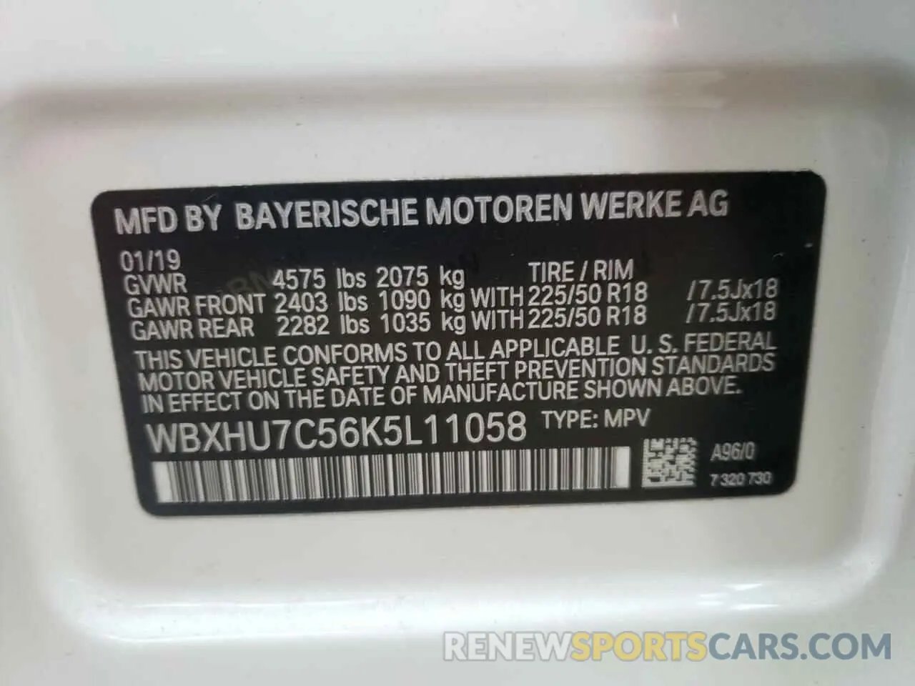 10 Photograph of a damaged car WBXHU7C56K5L11058 BMW X1 2019