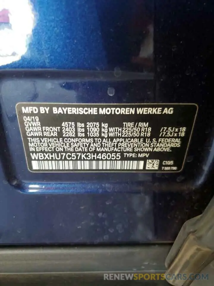 12 Photograph of a damaged car WBXHU7C57K3H46055 BMW X1 2019