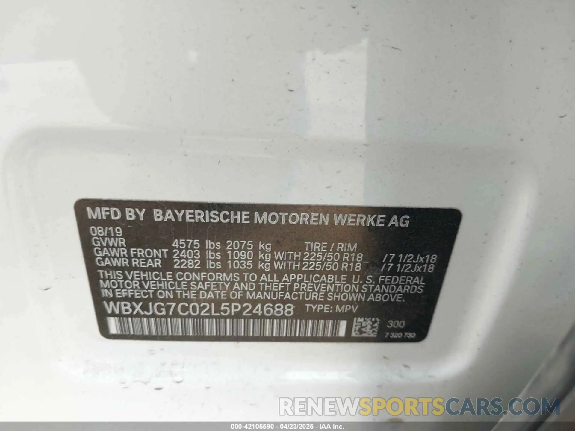 9 Photograph of a damaged car WBXJG7C02L5P24688 BMW X1 2020