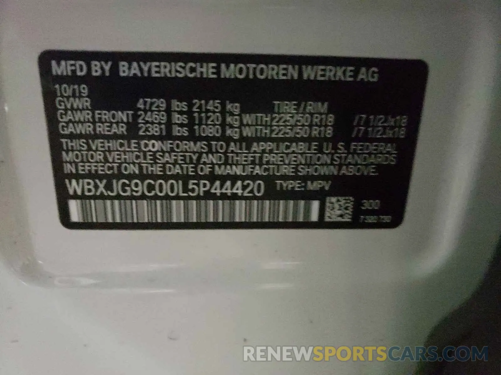 10 Photograph of a damaged car WBXJG9C00L5P44420 BMW X1 2020