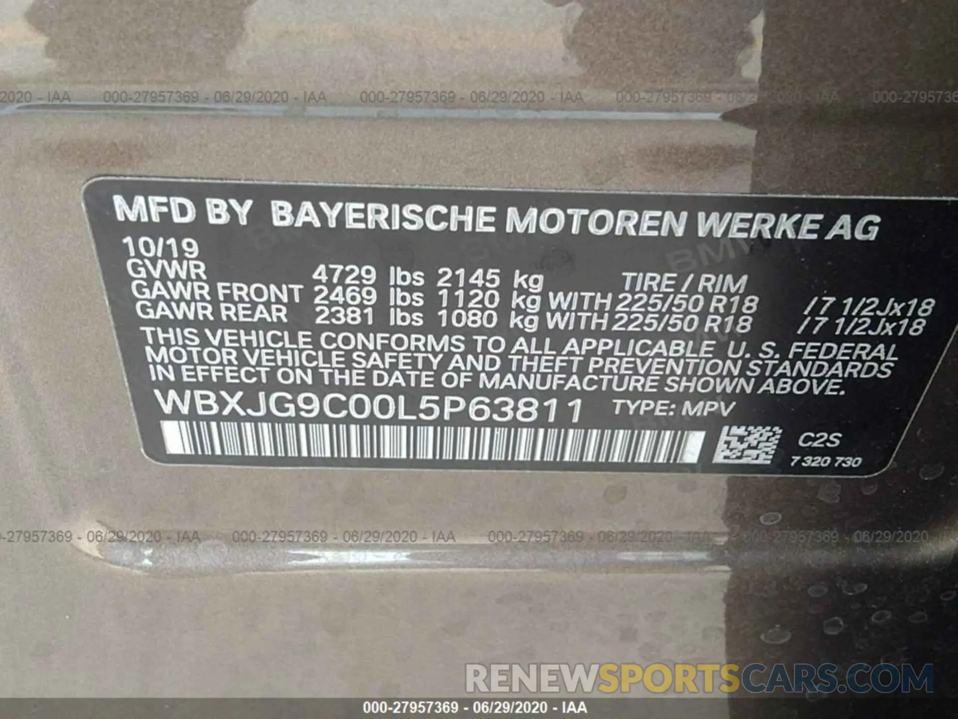 9 Photograph of a damaged car WBXJG9C00L5P63811 BMW X1 2020