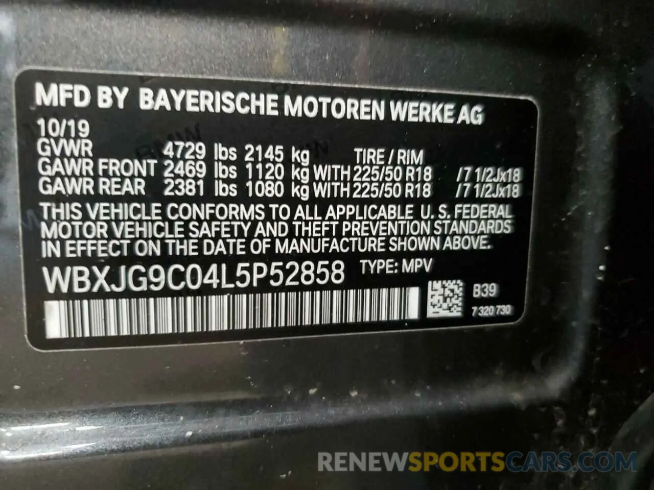 10 Photograph of a damaged car WBXJG9C04L5P52858 BMW X1 2020