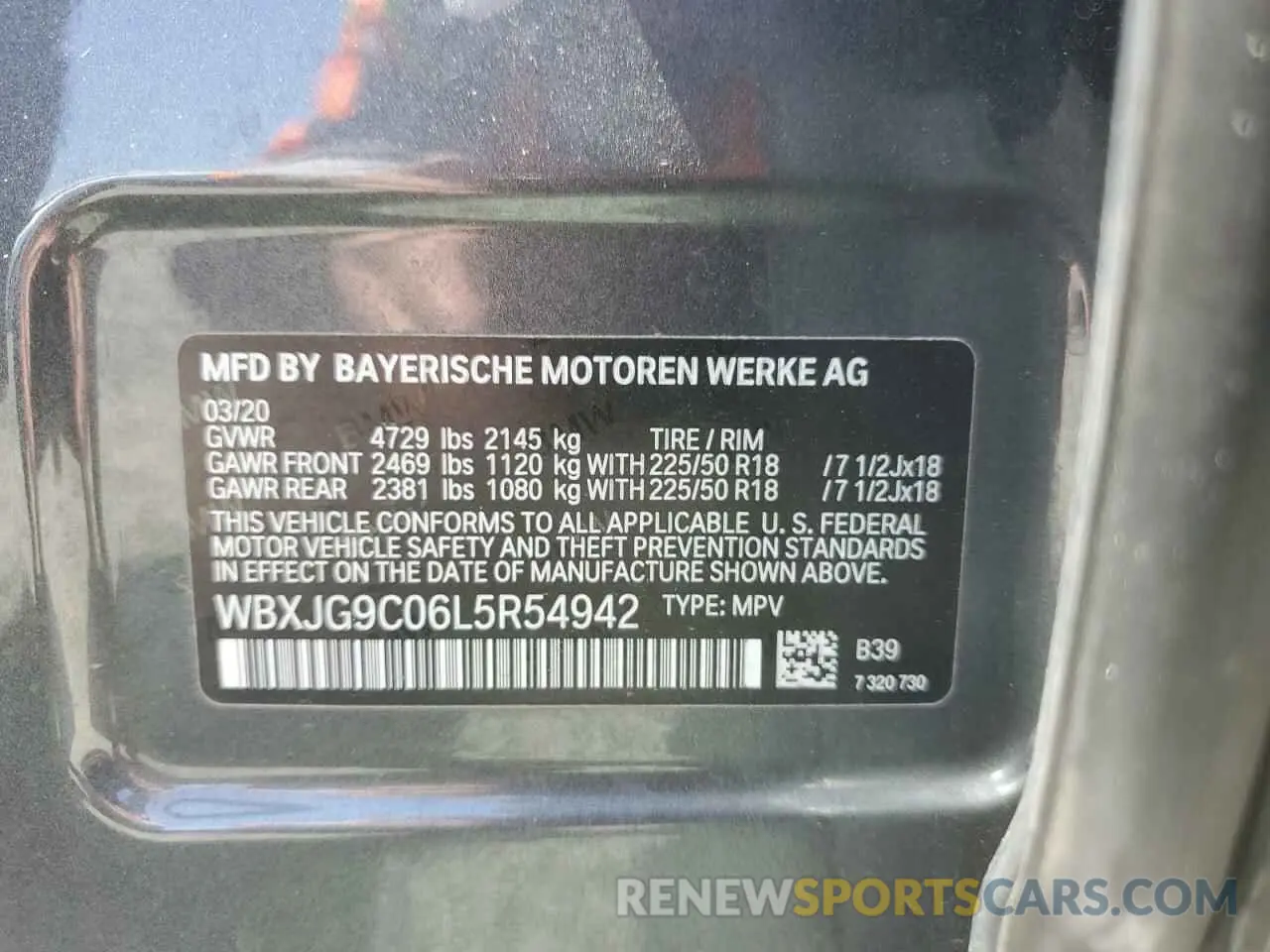 13 Photograph of a damaged car WBXJG9C06L5R54942 BMW X1 2020