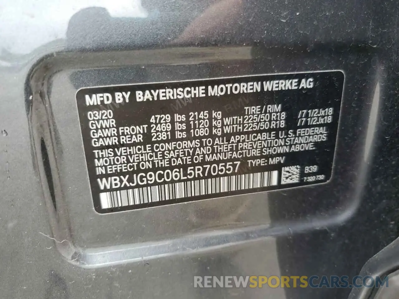 13 Photograph of a damaged car WBXJG9C06L5R70557 BMW X1 2020