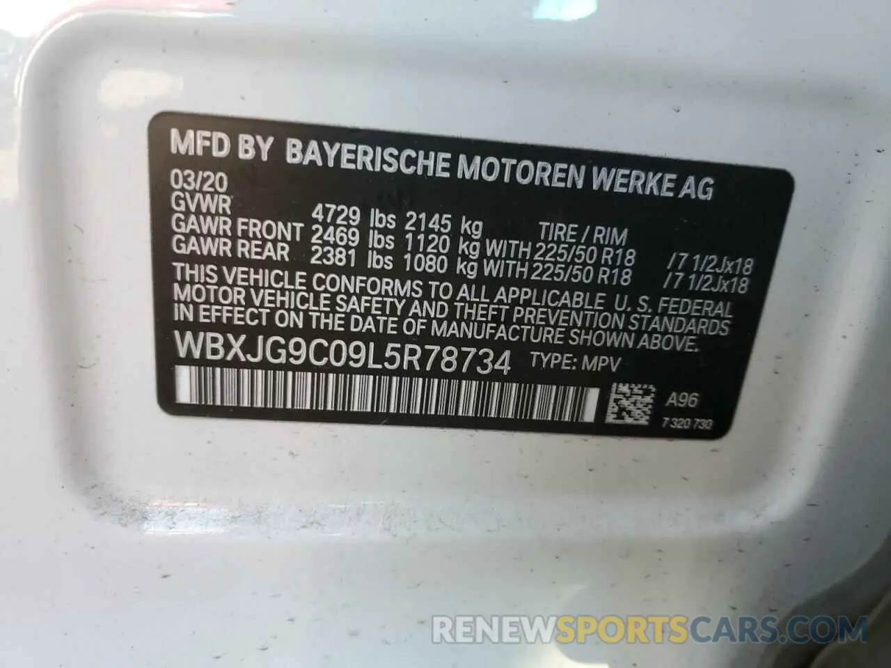 13 Photograph of a damaged car WBXJG9C09L5R78734 BMW X1 2020