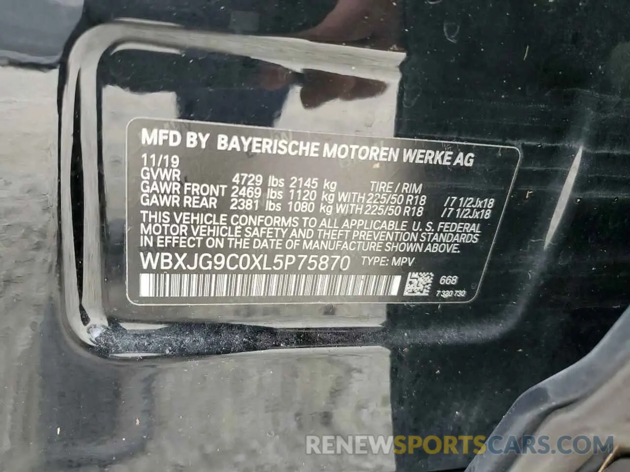 13 Photograph of a damaged car WBXJG9C0XL5P75870 BMW X1 2020