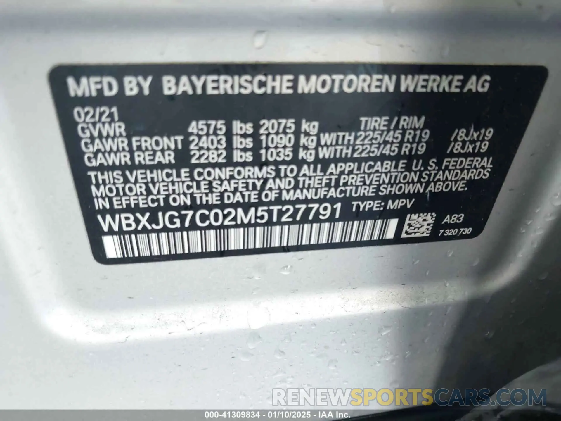 9 Photograph of a damaged car WBXJG7C02M5T27791 BMW X1 2021
