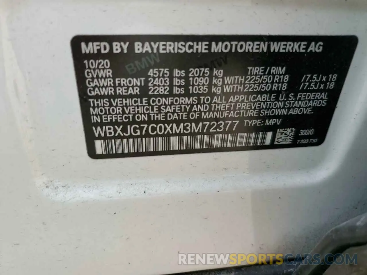 14 Photograph of a damaged car WBXJG7C0XM3M72377 BMW X1 2021