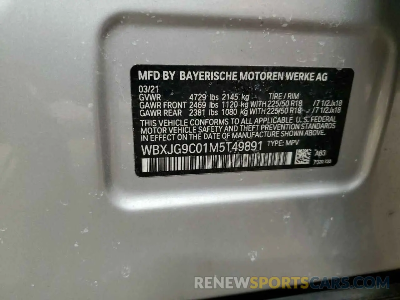 14 Photograph of a damaged car WBXJG9C01M5T49891 BMW X1 2021