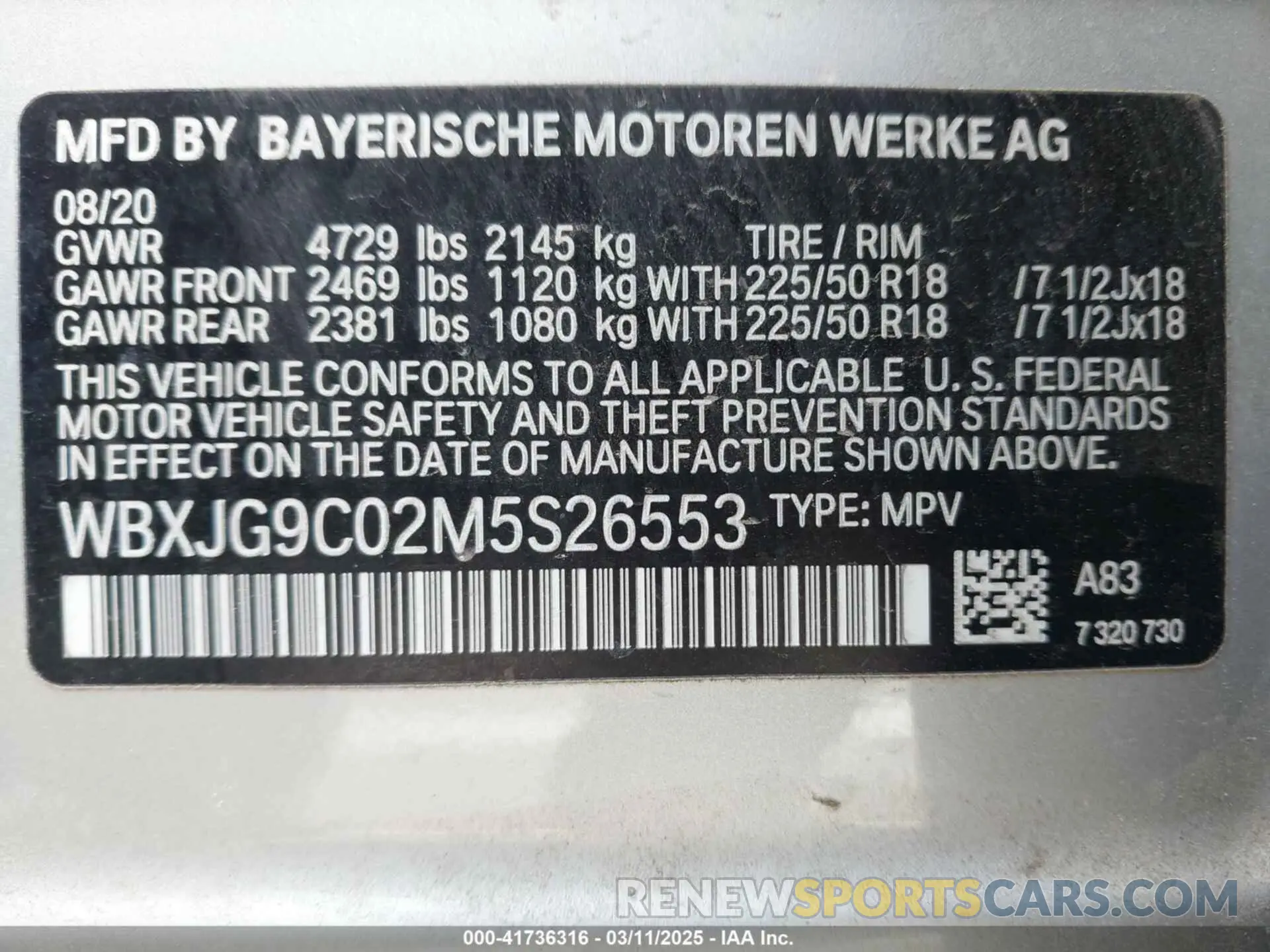 9 Photograph of a damaged car WBXJG9C02M5S26553 BMW X1 2021