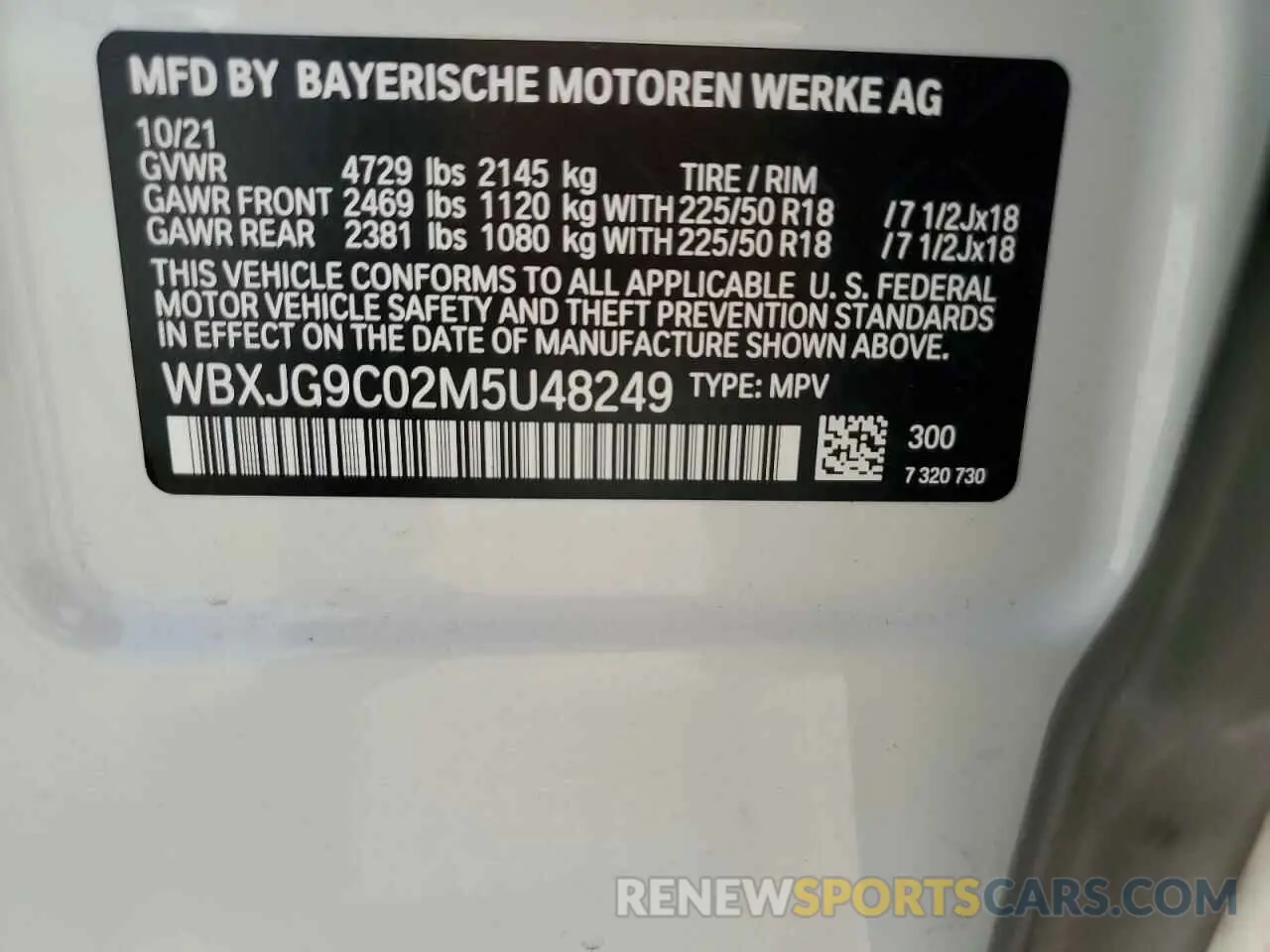 14 Photograph of a damaged car WBXJG9C02M5U48249 BMW X1 2021