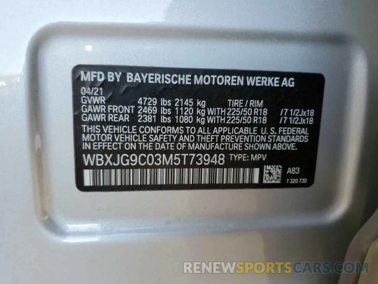 13 Photograph of a damaged car WBXJG9C03M5T73948 BMW X1 2021