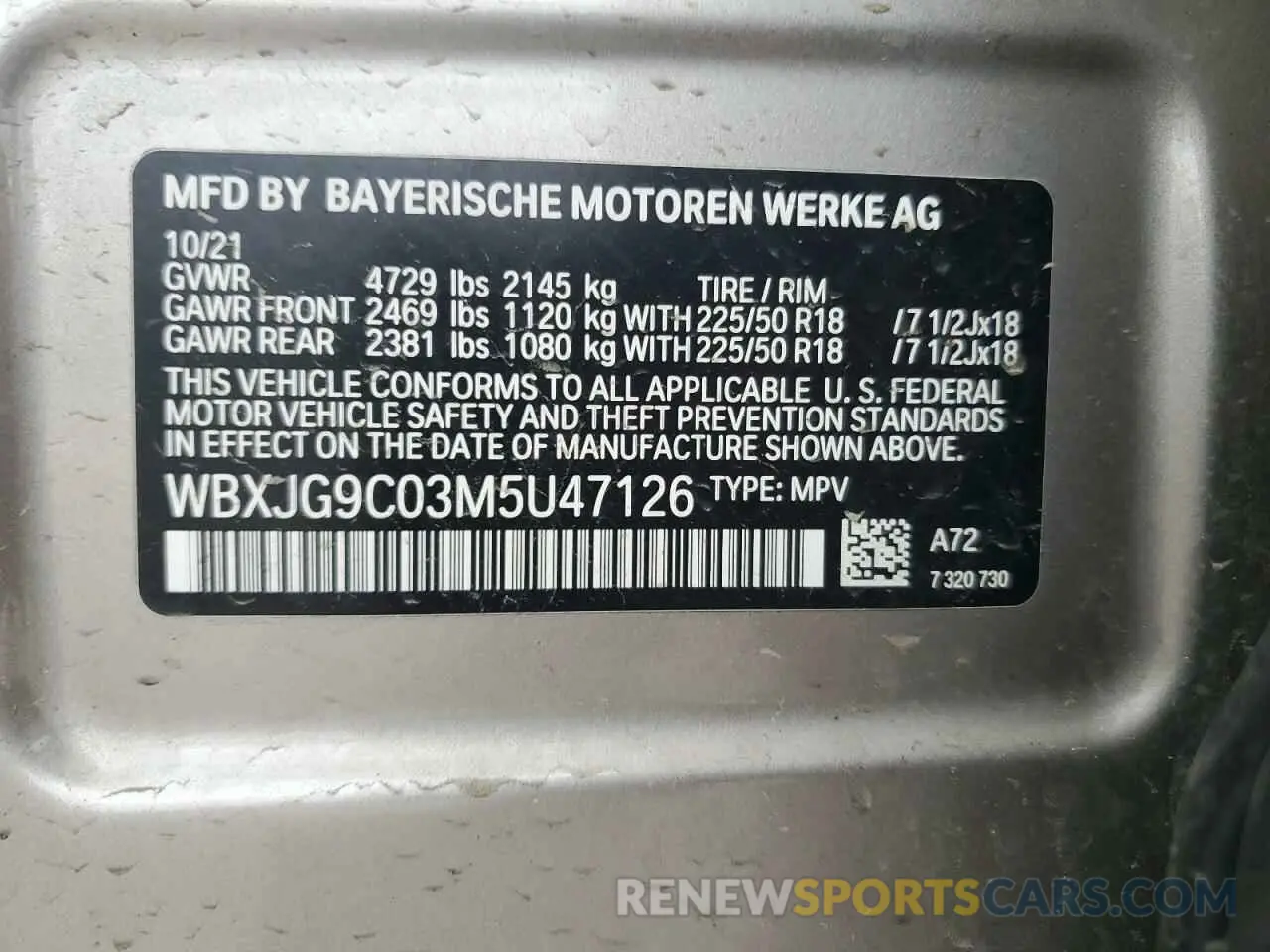 14 Photograph of a damaged car WBXJG9C03M5U47126 BMW X1 2021