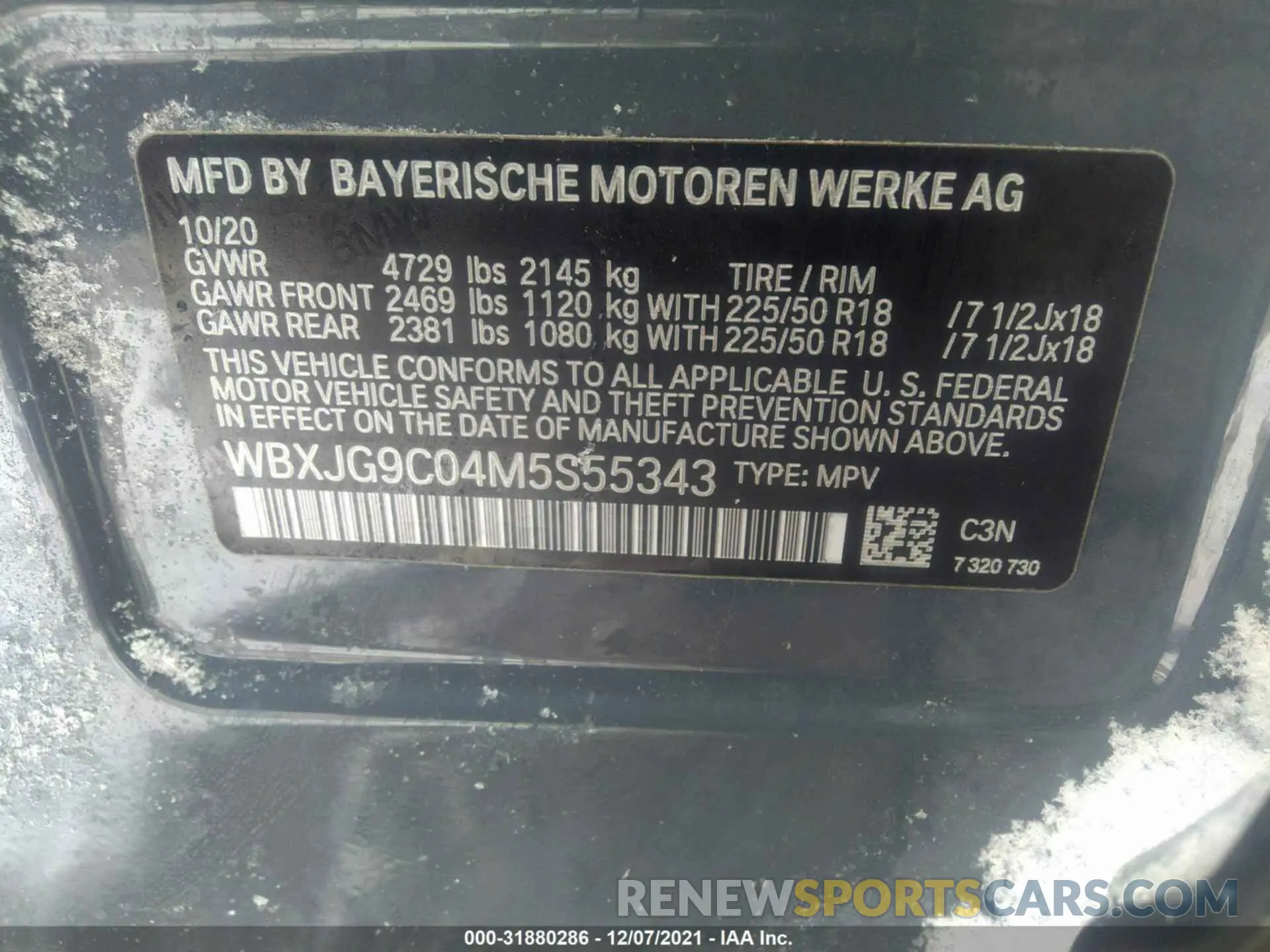 9 Photograph of a damaged car WBXJG9C04M5S55343 BMW X1 2021