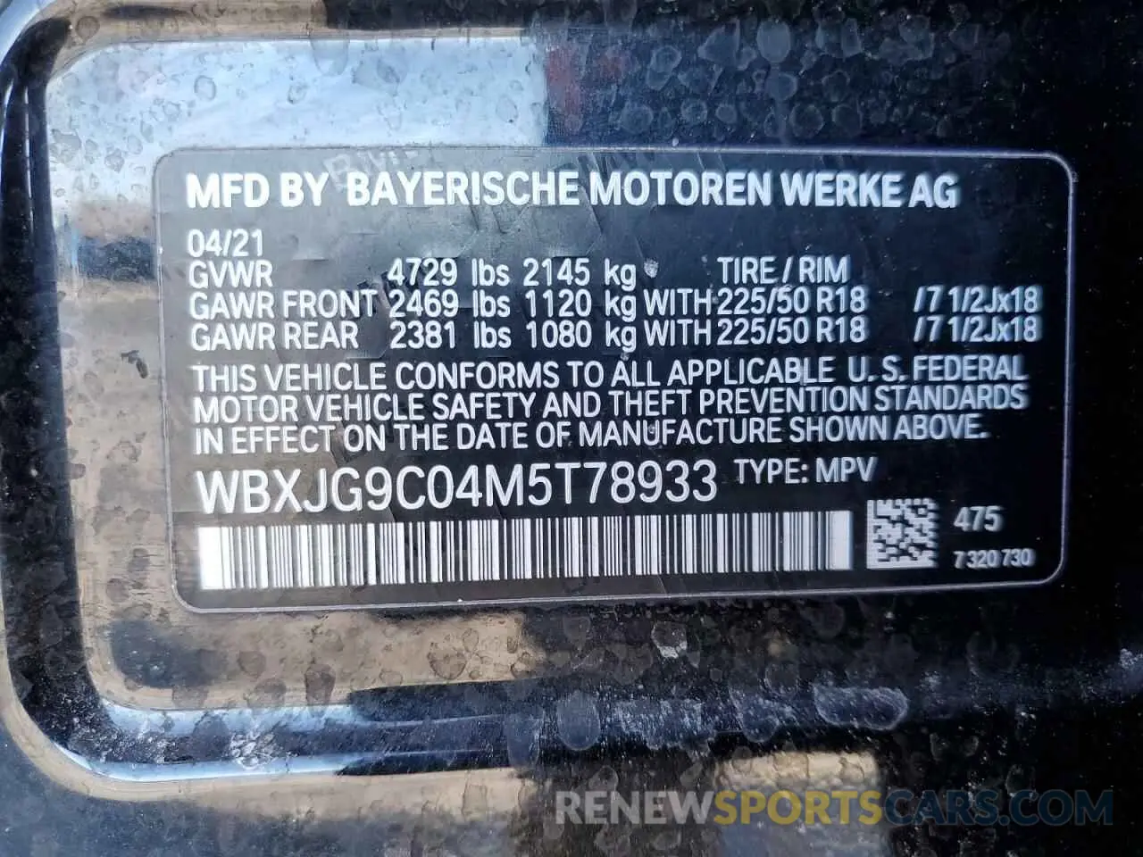 13 Photograph of a damaged car WBXJG9C04M5T78933 BMW X1 2021