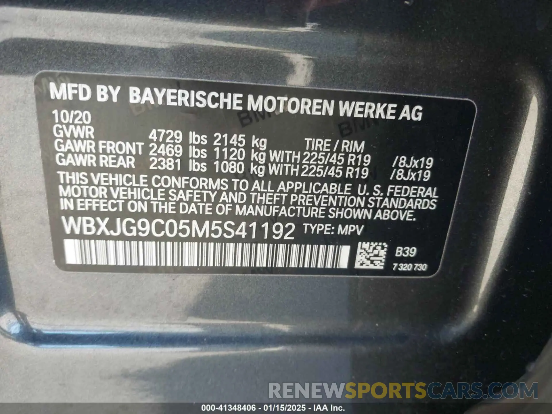 9 Photograph of a damaged car WBXJG9C05M5S41192 BMW X1 2021