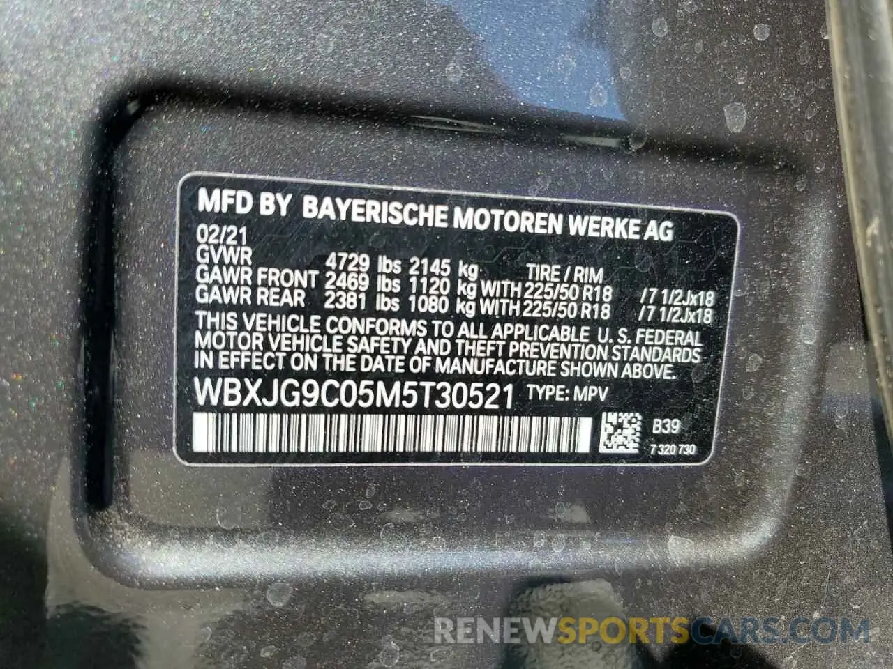 10 Photograph of a damaged car WBXJG9C05M5T30521 BMW X1 2021