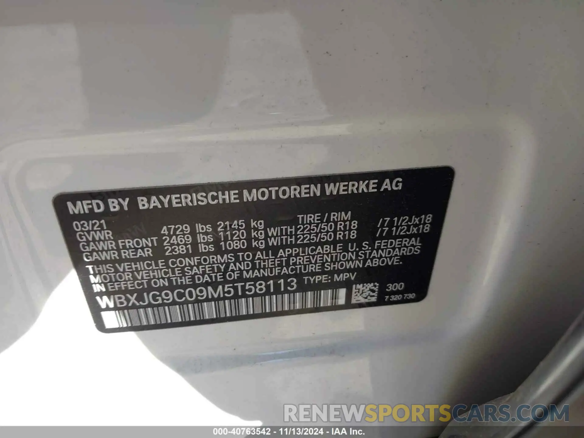 9 Photograph of a damaged car WBXJG9C09M5T58113 BMW X1 2021
