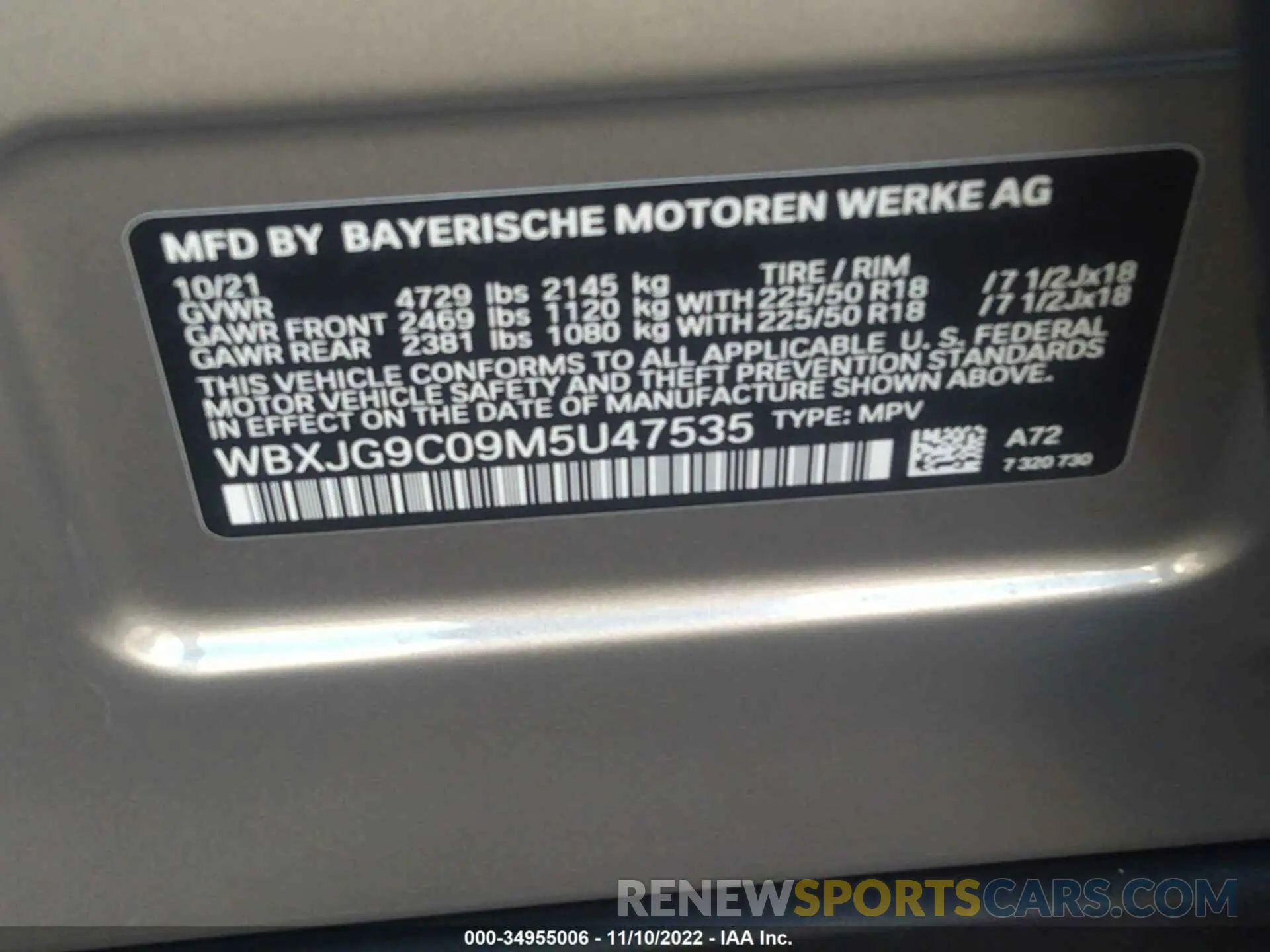 9 Photograph of a damaged car WBXJG9C09M5U47535 BMW X1 2021