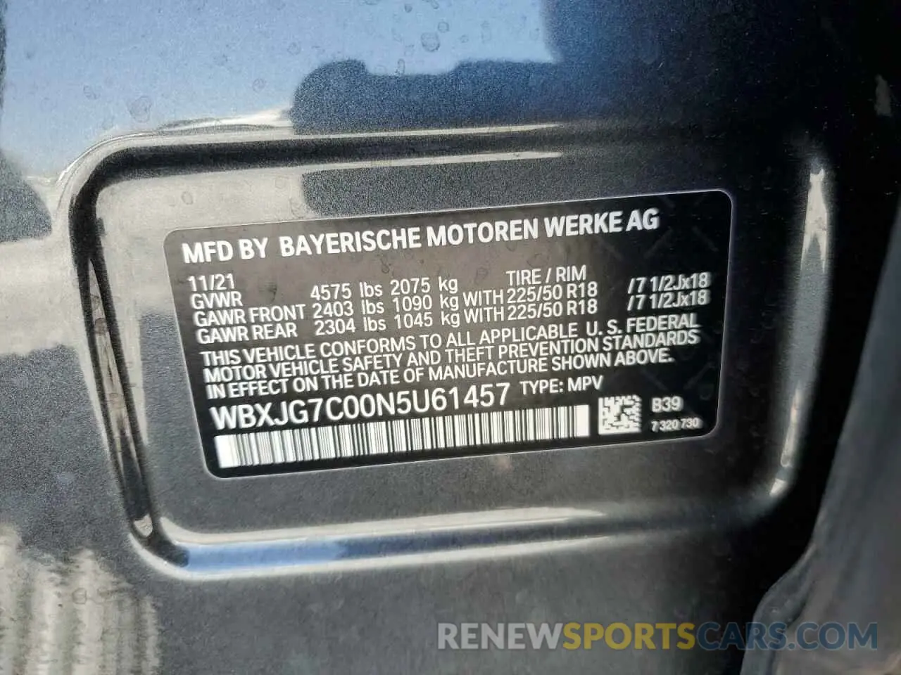15 Photograph of a damaged car WBXJG7C00N5U61457 BMW X1 2022