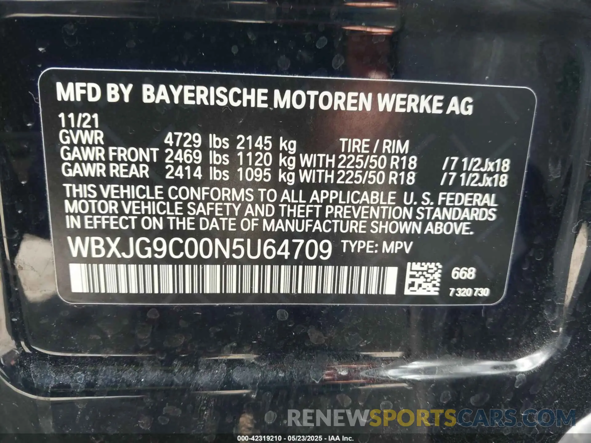9 Photograph of a damaged car WBXJG9C00N5U64709 BMW X1 2022