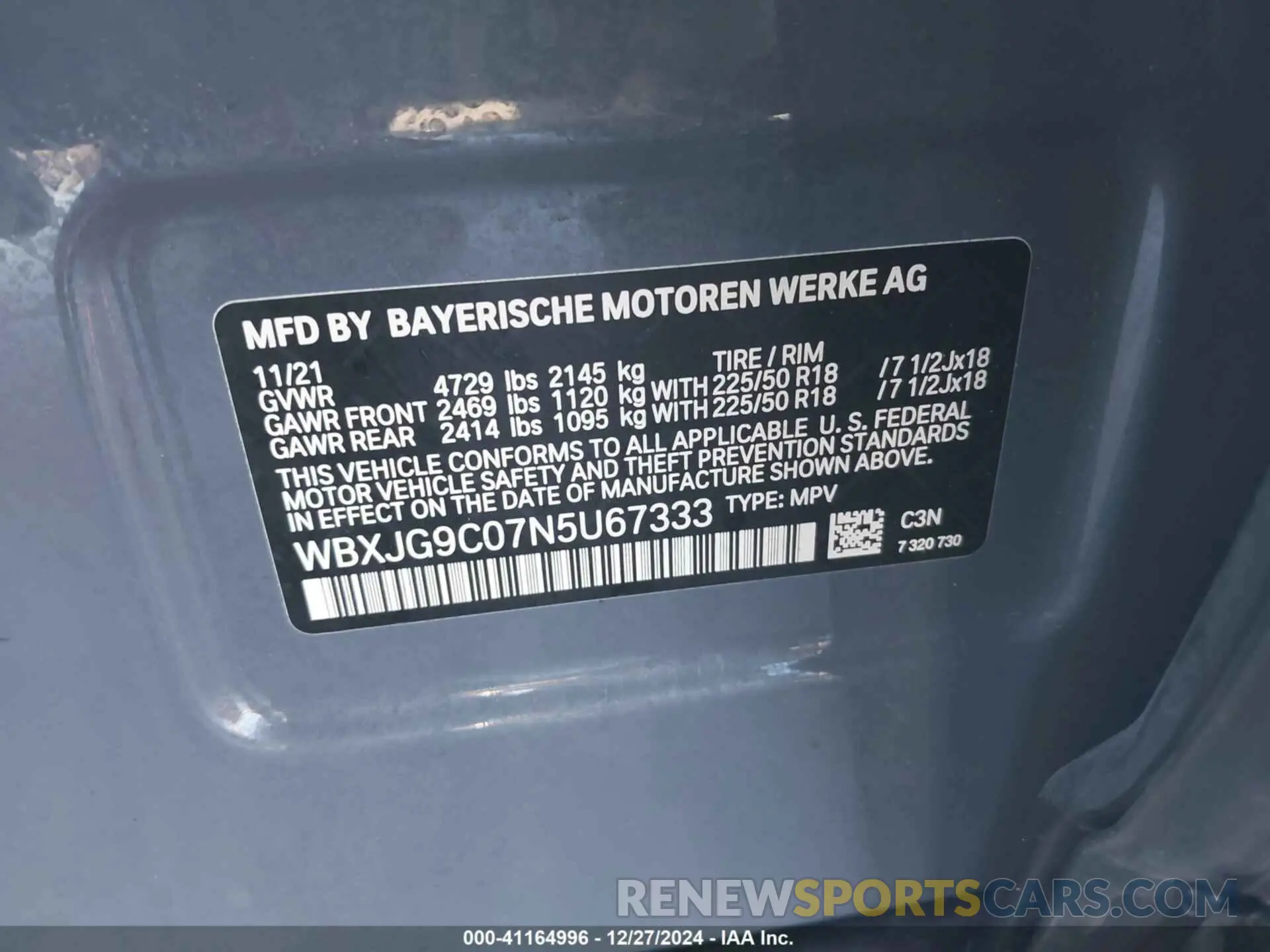 9 Photograph of a damaged car WBXJG9C07N5U67333 BMW X1 2022
