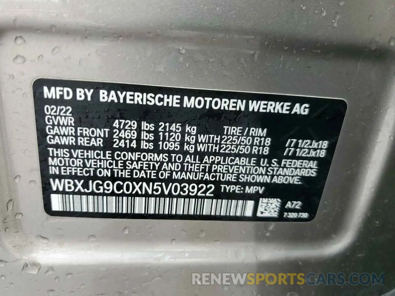 14 Photograph of a damaged car WBXJG9C0XN5V03922 BMW X1 2022