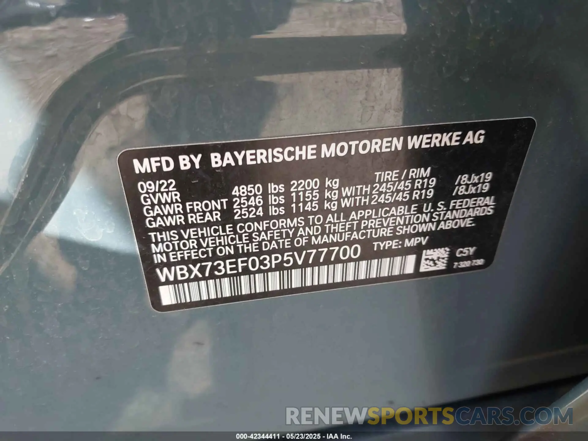 9 Photograph of a damaged car WBX73EF03P5V77700 BMW X1 2023