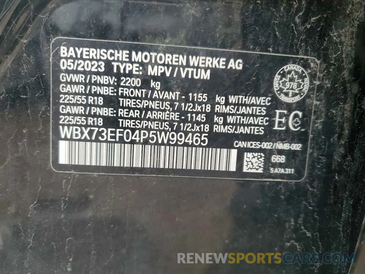 13 Photograph of a damaged car WBX73EF04P5W99465 BMW X1 2023