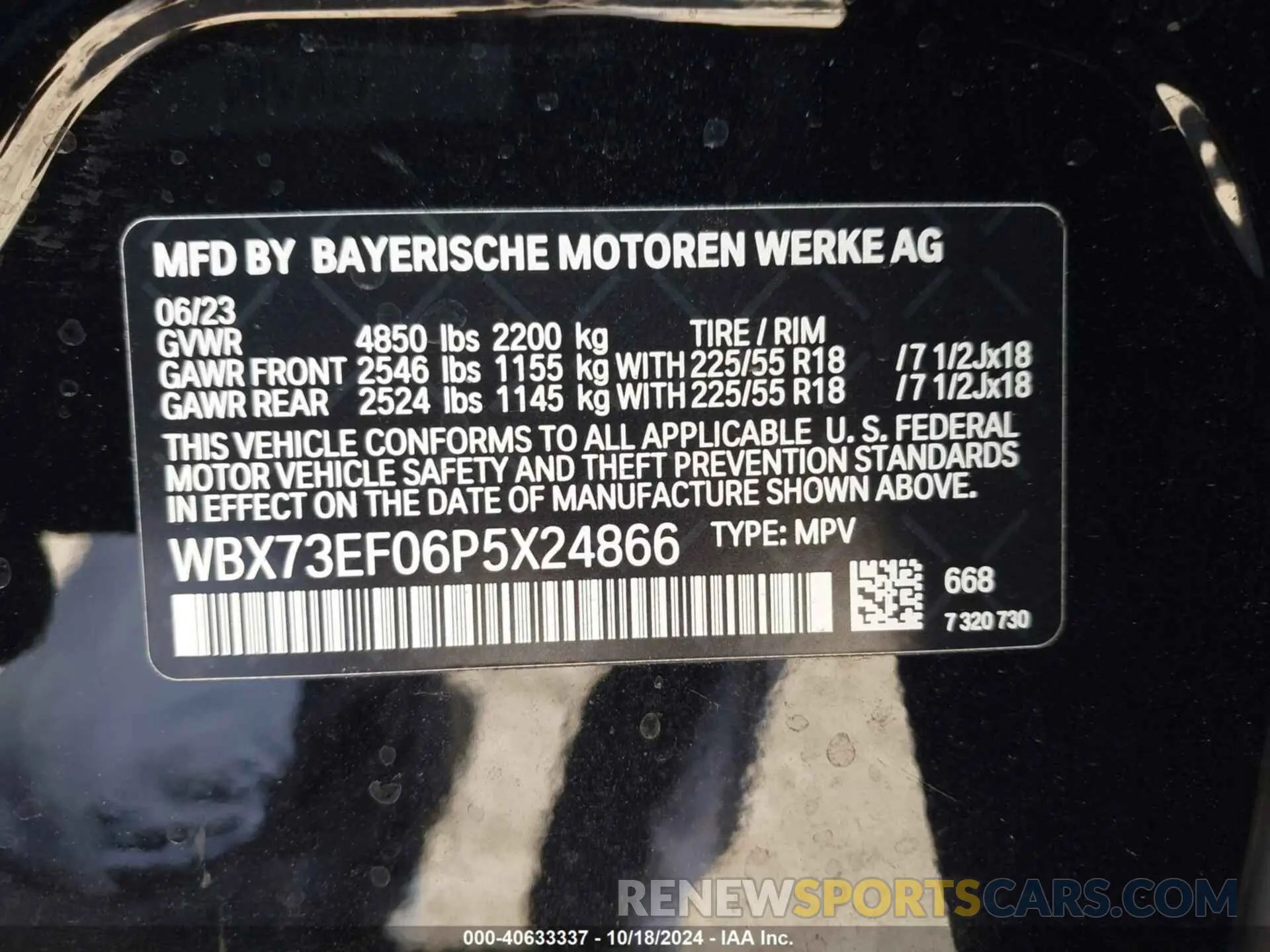 9 Photograph of a damaged car WBX73EF06P5X24866 BMW X1 2023