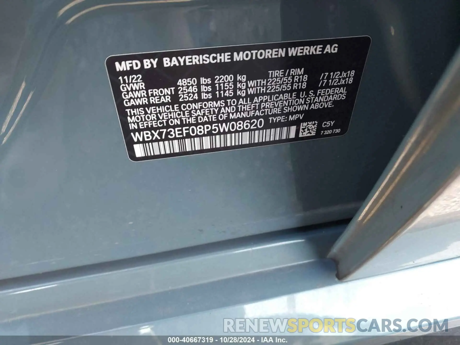 9 Photograph of a damaged car WBX73EF08P5W08620 BMW X1 2023
